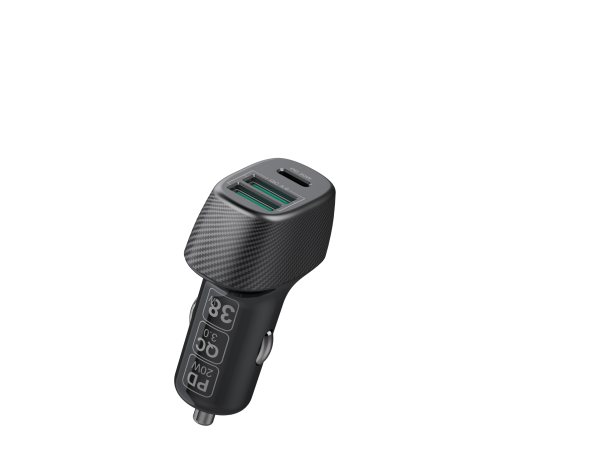 Xssive 38W/20W Multi Port Quick Car Charger Zwart