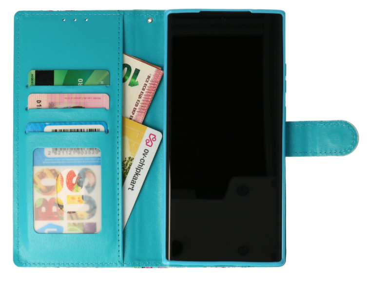 Samsung-S23 Ultra-Bookcase Print-Marmer Blauw-Goud-3-Cityhoesje.nl