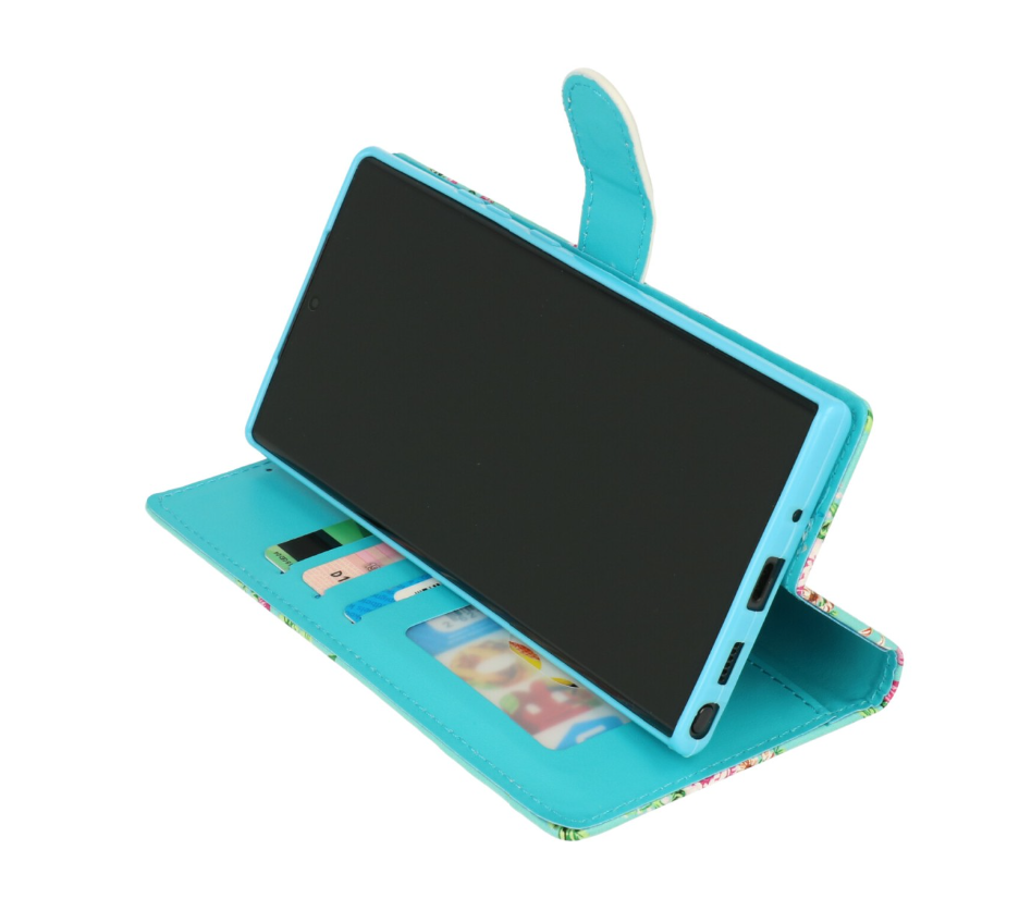 Samsung-S23 Ultra-Bookcase Print-Marmer Blauw-Goud-4-Cityhoesje.nl