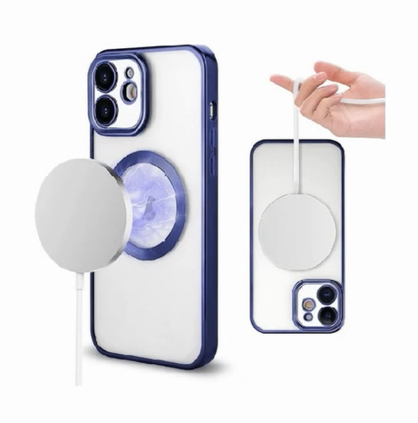 Cityhoesje-iPhone 12-Magsafe-Backcover Lensbeschermer- Transparant Blauw