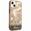 Guess-iPhone 14-Plus-11achterkant-Bruin-printBloemen-Cityhoesje.nl