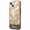 Guess-iPhone 14-Plus-2achterkant-Bruin-printBloemen-Cityhoesje.nl