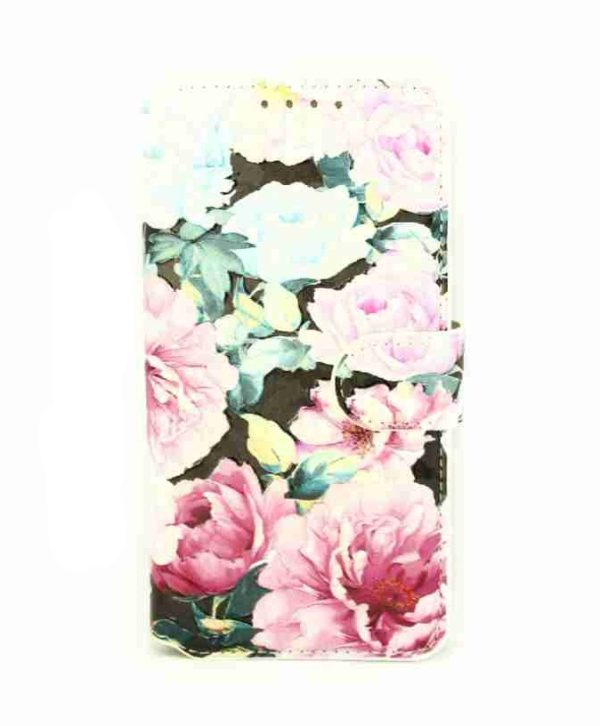 Cityhoesje-Bookcase-iPhone 11 Pro-incl. Pasjeshouder Bloemen Roze