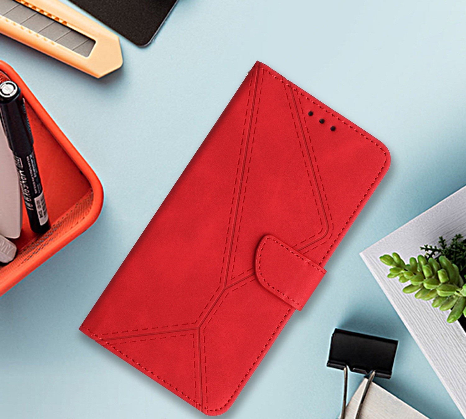 HT-Leather-Bookcase- Rood-4-Iphone 15 ProMax-Cityhoesje.nl