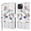 Iphone 14 Plus-Bookcase-Print-White cat-1-Cityhoesje.nl