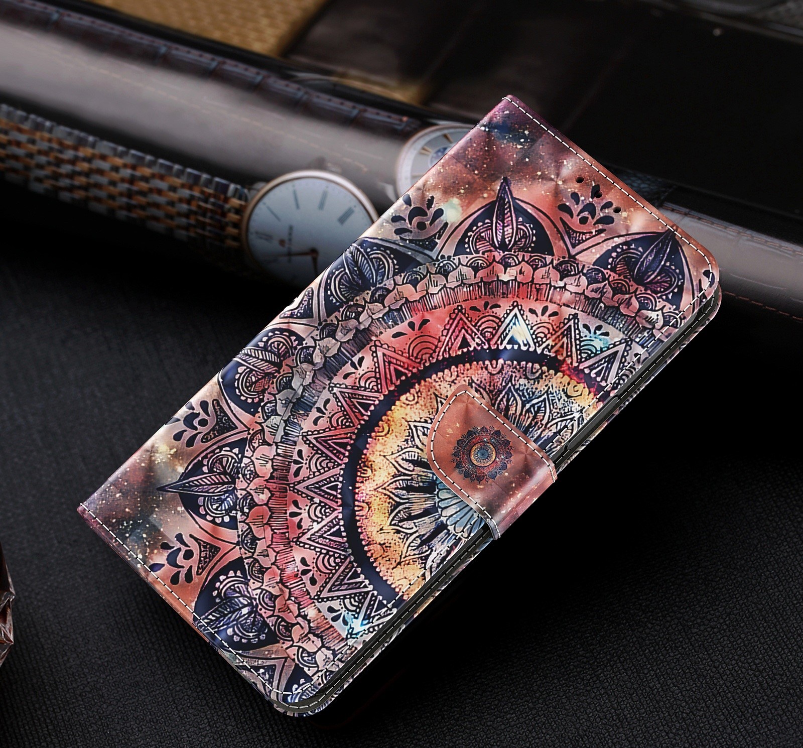Iphone X-XS-Bookcase-Print-Colorful Mandalas-8-Cityhoesje.nl