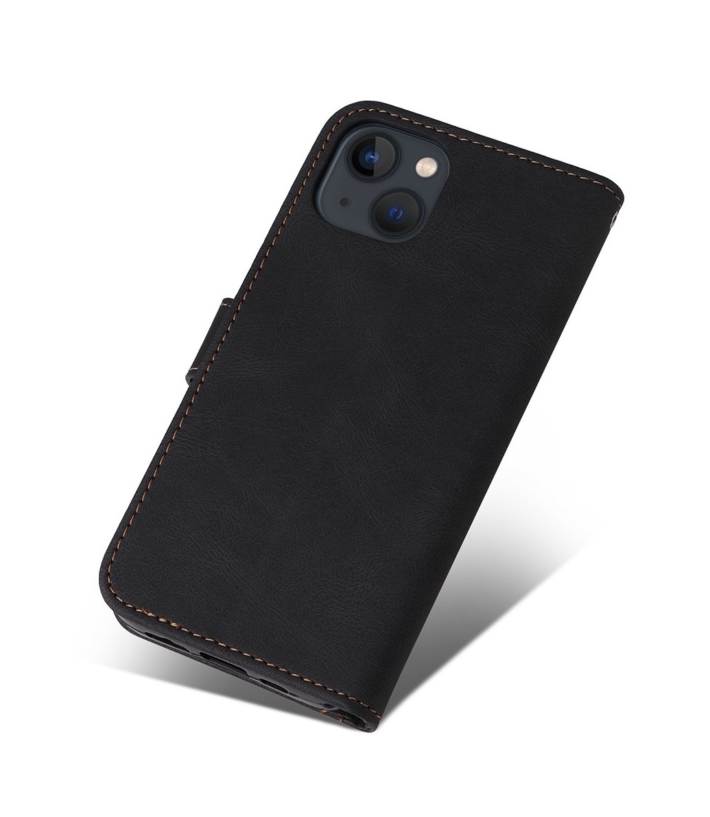 PU Leather-Bookcase-IPhone 15-Zwart-Rood-7-Cityhoesje.nl