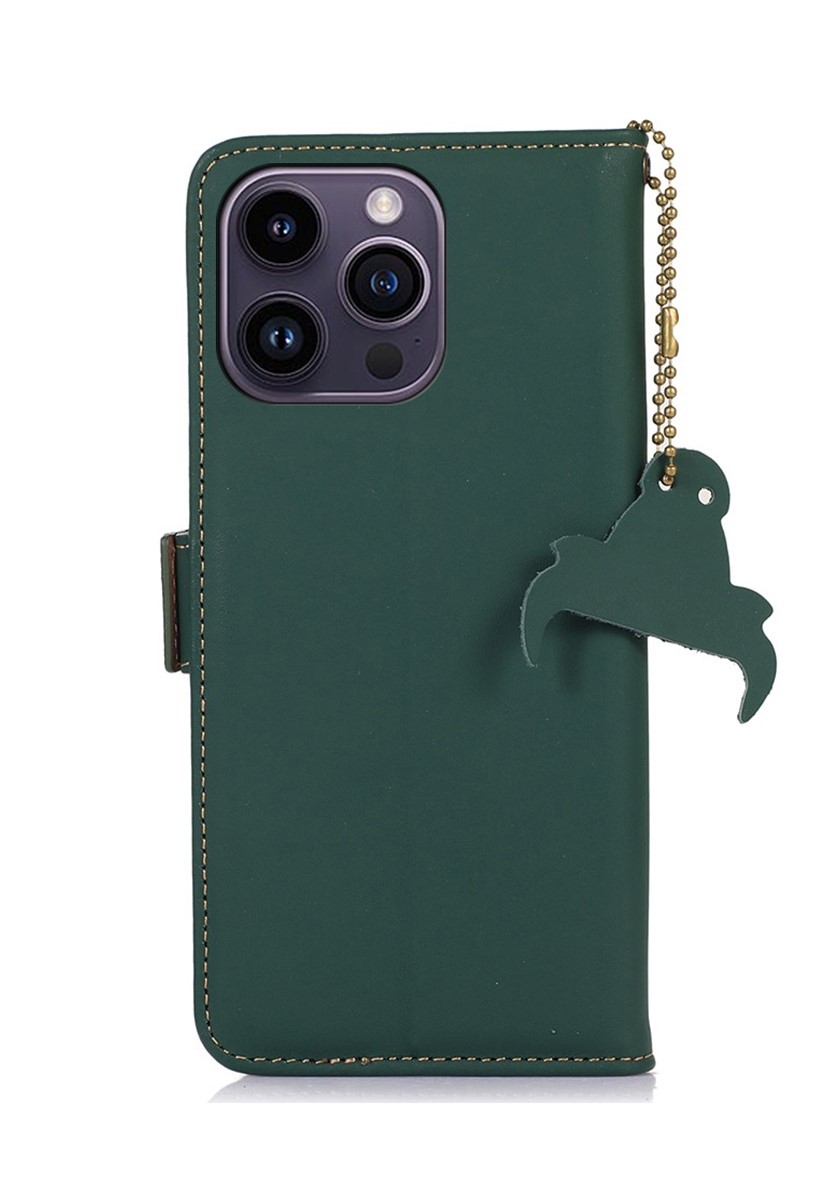 RFID blocking-Bookcase-IPhone 15 Pro-Donker Groen-6-Cityhoesje.nl