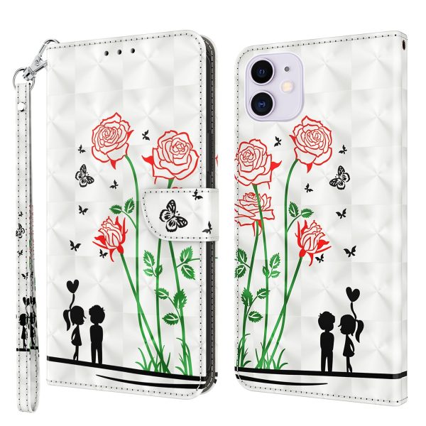Cityhoesje - iPhone 12 / 12 Pro-Bookcase-3D-Bloemen Roos Rood