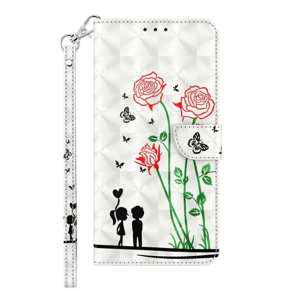 Cityhoesje-iPhone X-XS-Bookcase-3D-Bloemen Roos Rood