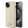 Guess iPhone 15 Plus TPU Back Cover hoesje - Glitter Glossy Script - Goud