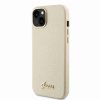 Guess iPhone 15 Plus TPU Back Cover hoesje - Glitter Glossy Script - Goud1