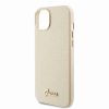 Guess iPhone 15 Plus TPU Back Cover hoesje - Glitter Glossy Script - Goud5