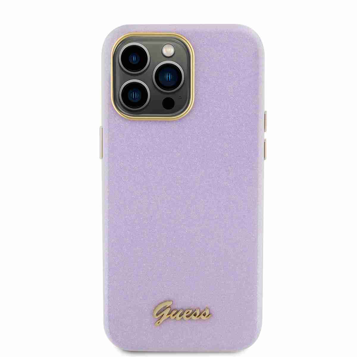 Guess iPhone 15 Pro Max TPU Back Cover hoesje - Glitter Glossy Script - Lila3