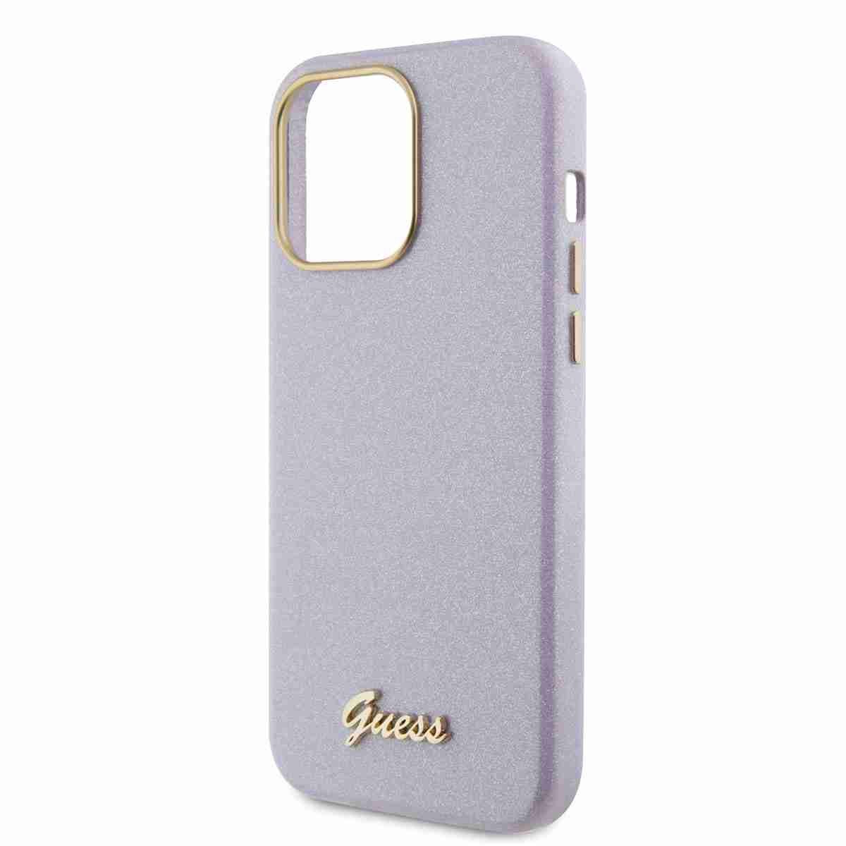 Guess iPhone 15 Pro Max TPU Back Cover hoesje - Glitter Glossy Script - Lila5