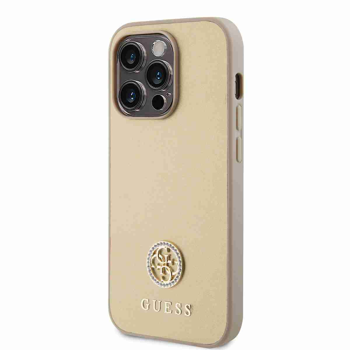 Guess iPhone 15 Pro TPU Back Cover hoesje - 4G Metal Logo - Strass - Goud1