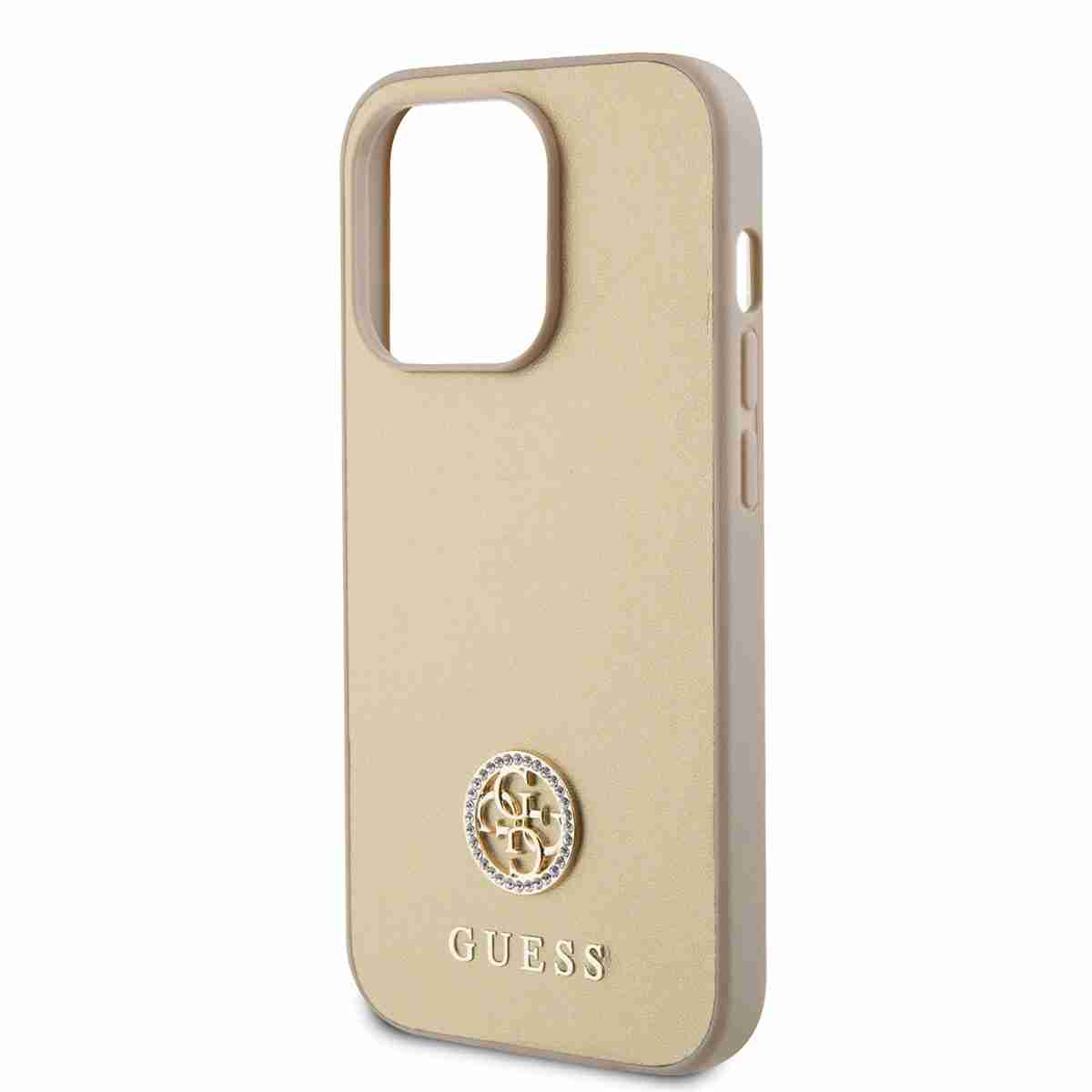 Guess iPhone 15 Pro TPU Back Cover hoesje - 4G Metal Logo - Strass - Goud6
