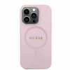 Guess iPhone 15 Pro Hardcase hoesje - Magsafe Compatible - Saffiano - Roze4