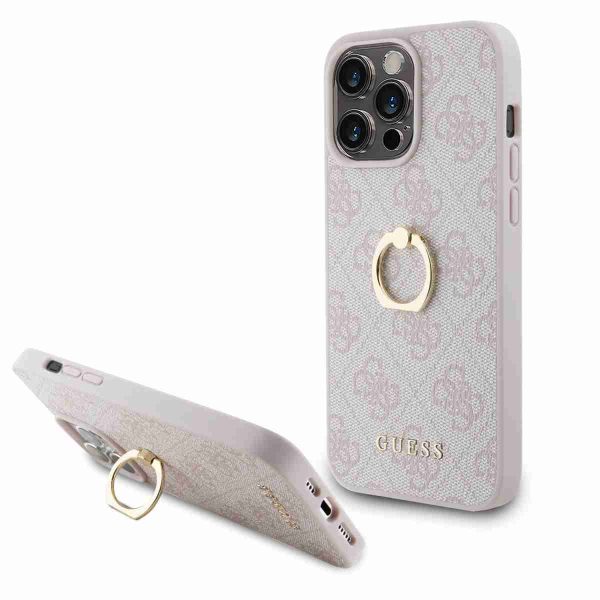 Guess - iPhone 15 Pro Max - Backcover - 4G - Met Ringhouder - Roze