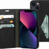 iPhone 13 - 14 Hoesje Premium Wallet Boekhoesje Eco Leer Magneet Sluiting Zwart Mobiparts