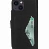 iPhone 13 - 14 Hoesje Premium Wallet Boekhoesje Eco Leer Magneet Sluiting Zwart Mobiparts3