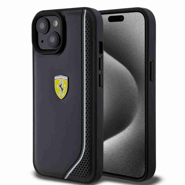 Ferrari - Backcover iPhone 15 - Reflective - Zwart