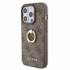 Guess iPhone 15 Pro Hardcase hoesje - 4G - Met Ringhouder - Bruin1