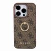 Guess iPhone 15 Pro Hardcase hoesje - 4G - Met Ringhouder - Bruin2