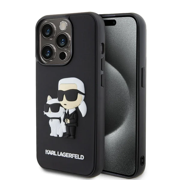 Karl Lagerfeld - iPhone 15 Pro - Backcover - 3D Rubber - NFT K&C - Zwart