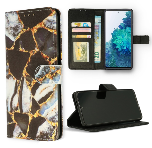 Cityhoesje-Bookcase-Samsung Galaxy A24-Marmer Zwart