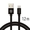 Swissten - Textile - USB to USB-C - 1.2 mtr - Fast Charging - Zwart - Thumbnail Image 1