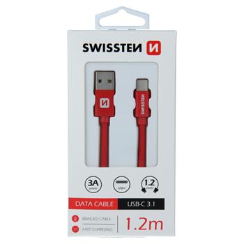 Swissten - Textile - USB to USB-C -  1.2 mtr - Fast Charging - Rood - Afbeelding 5