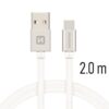 Swissten - Textile - USB to USB-C -  2 mtr - Fast Charging - Zilver - Thumbnail Image 1