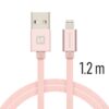 Swissten Textile USB MFI Lightning Cable - 1.2 m - Fast Charging - Roze - Thumbnail Image 1