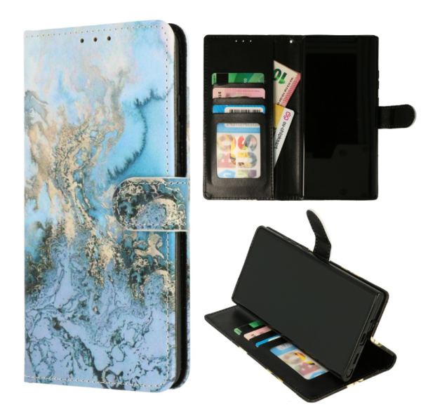 Cityhoesje - Bookcase - Geschikt voor Samsung S24/S25 - Marmer Blauw
