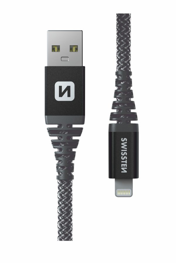 Swissten Kevlar USB naar Lightning kabel voor Apple iPhone - zwart