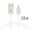 Swissten Textile USB MFI Lightning Cable - 2 m - Fast Charging - Grijs - Thumbnail Image 1