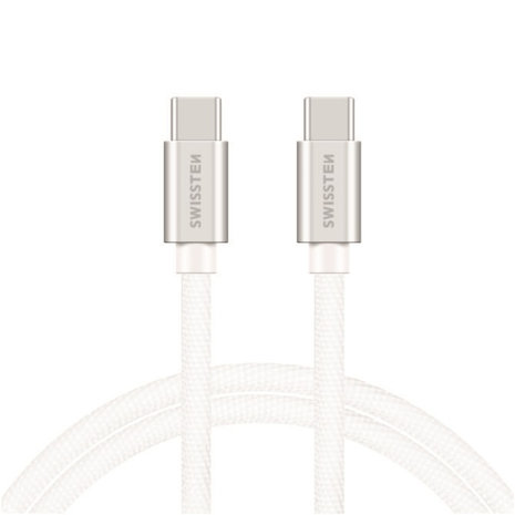 Swissten USB-C naar USB-C Kabel voor Samsung, Apple iPhone 15 & iPad - 2M - Zilver - Afbeelding 1