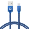 Swissten - Textile - USB to USB-C - 1.2 mtr - Fast Charging -Blauw - Thumbnail Image 1