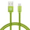 Swissten - Textile - USB to USB-C -  1.2 mtr - Fast Charging - Groen - Thumbnail Image 1