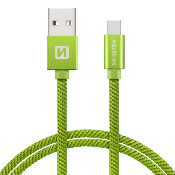 Swissten - Textile - USB to USB-C -  1.2 mtr - Fast Charging - Groen