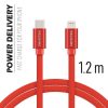 Swissten-Textile-USB C-MFI-Lightning-Cable-1.2m-Rood-1-Cityhoesje