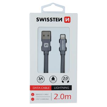 Swissten-Textile-USB -MFI-Lightning-Cable-2 m-Grijs-2-Cityhoesje