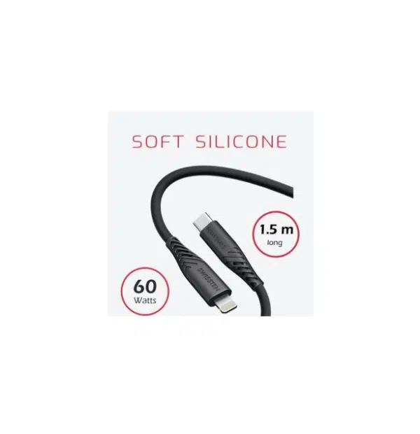 Swissten Kevlar USB-C naar Lightning kabel (60W) voor - iPhone oplader - 1.5M - Zwart