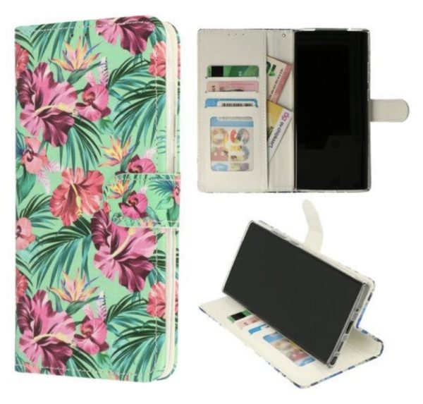 Cityhoesje-Bookcase-Geschikt voor IPhone 13 / 14-Print Bloemen Tropical