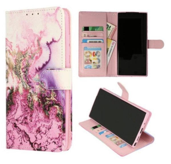 Cityhoesje-Bookcase-Geschikt voor IPhone 13 / 14-Print Marmer Paars