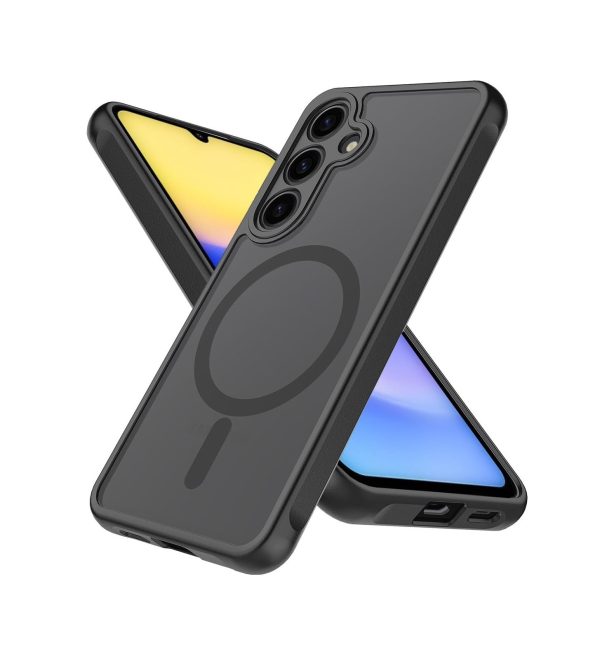 Casemania-Translucent Matte Skin MagSafe Armor - Backcover-Geschikt voor Samsung S24/S25 Zwart