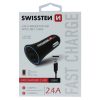 Swissten 2.4A Dual Port Car Charger - Type - C - USB Cable - Black - 1 - Cityhoesje.nl