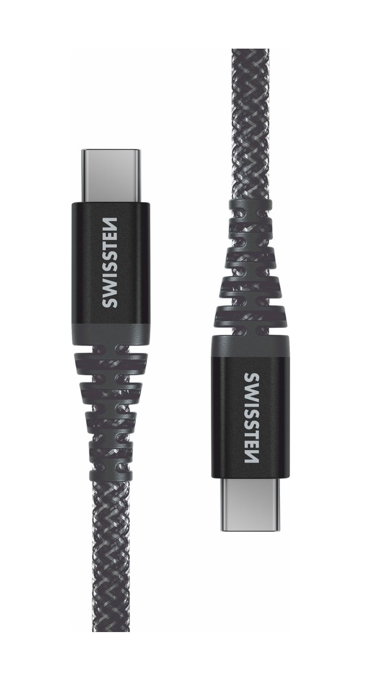 Swissten Textile Type - C To C -Cable - 1.5 m - Fast Charging - zwart