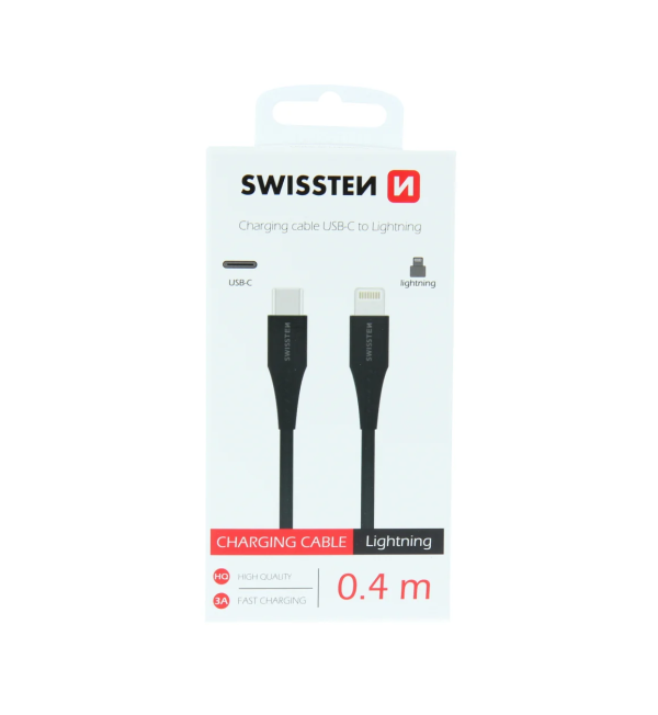 Swissten Type - USB C To Lightning - 0.4 m - Fast Charging - Zwart